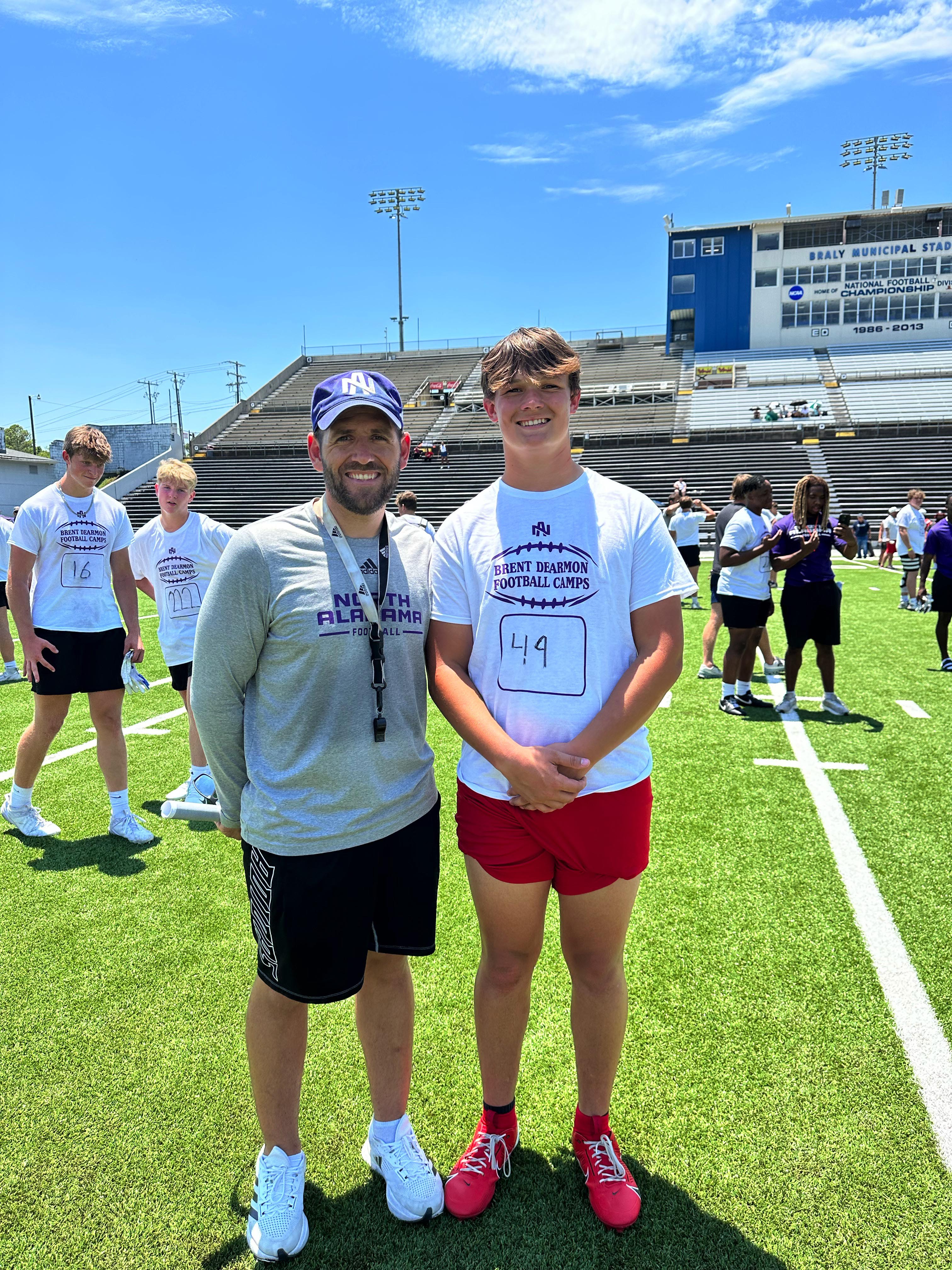 Brayson Albin at the UNA Tight End Football Camp in 2024